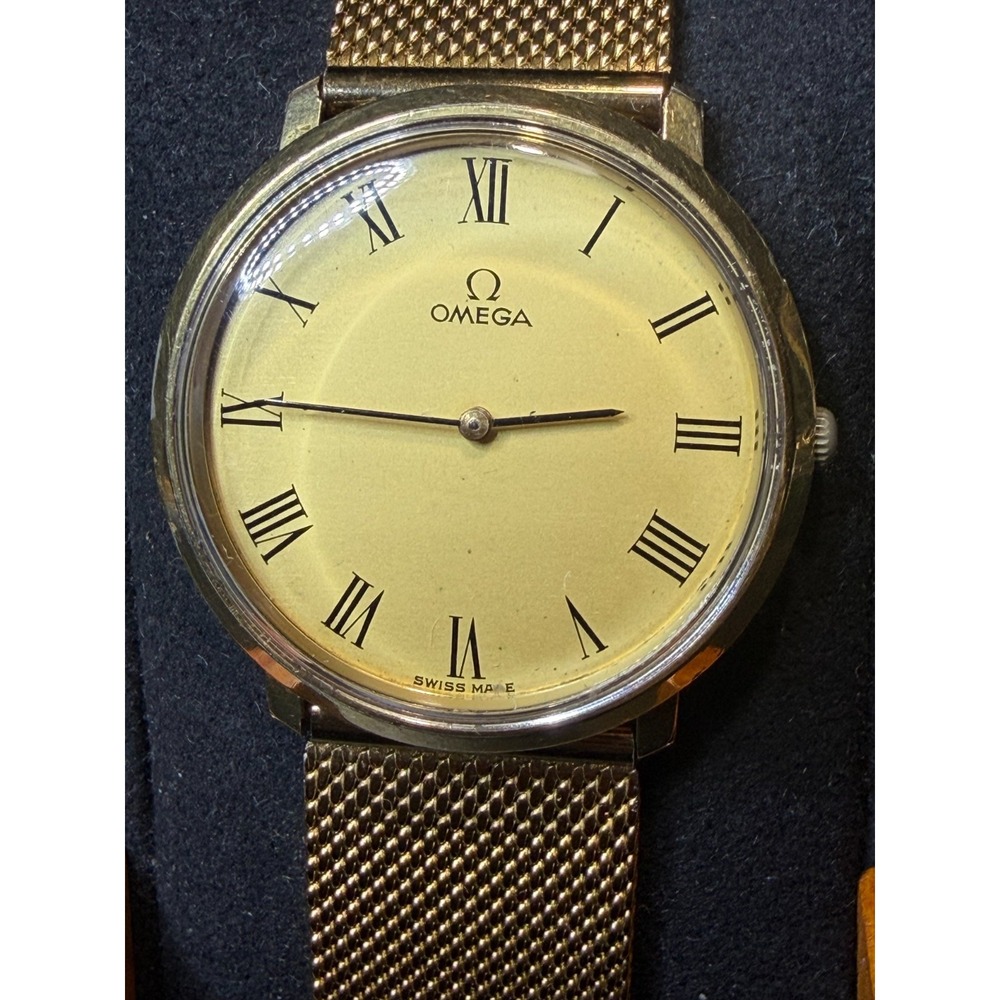 Vintage Omega De Ville Mens 32mm Gold Plated Swiss Formal Dress Watch New Batt